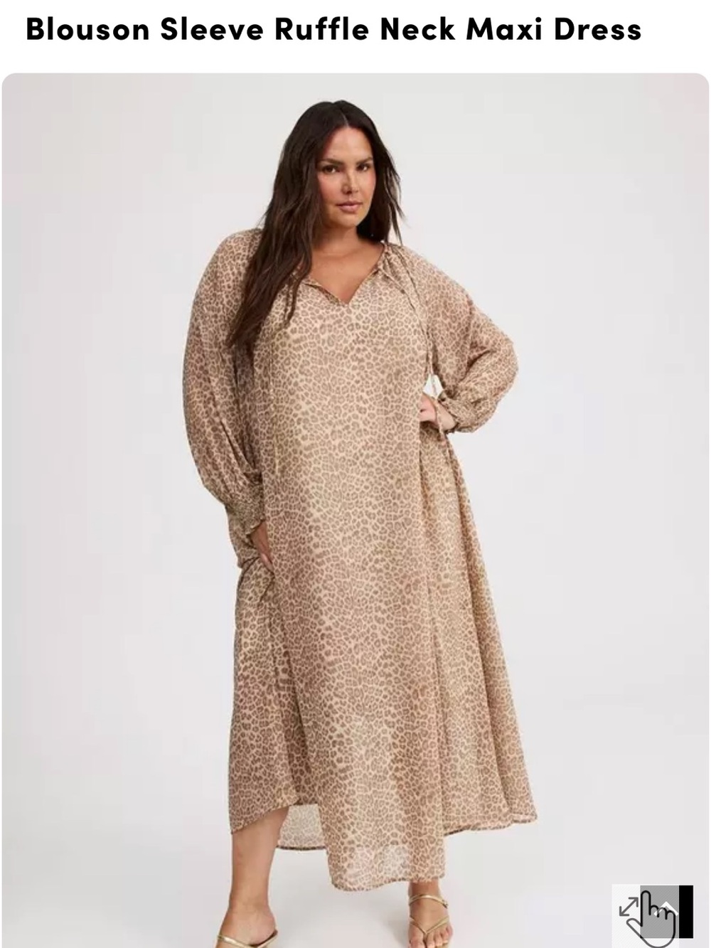 Torrid Leopard Print Blouson Sleeve Ruffle Neck Maxi Dress, NWT